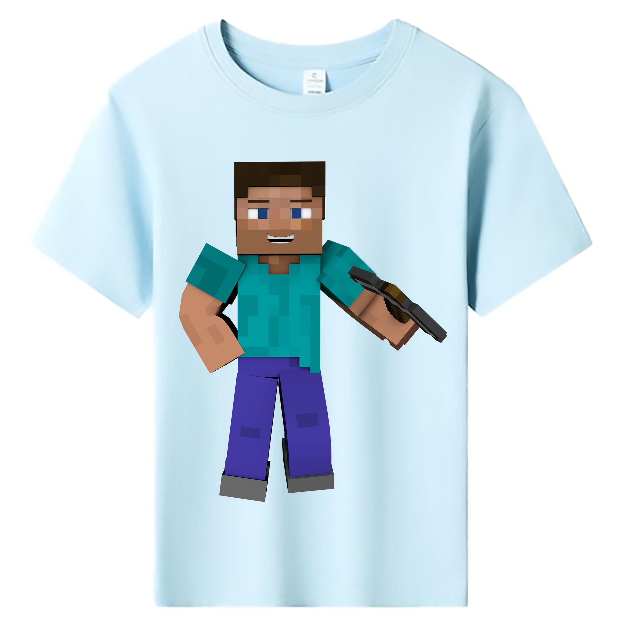 （画像用） マインクラフト ブロックの世界 Minecraft MC Block world 綿100％キッズTシャツ（フロントプリント）